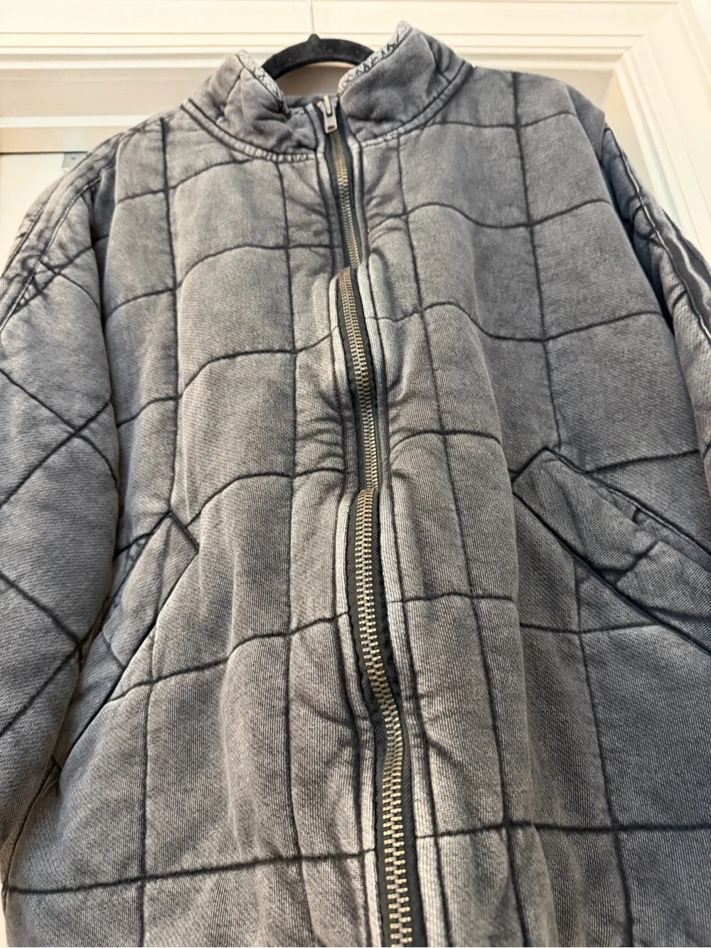 New Free People XS Weathered Faded Black Dolman Quilted Oversized Jacket
